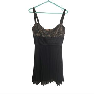 ABS by Allen Schwartz Black Lace Pleated Dress